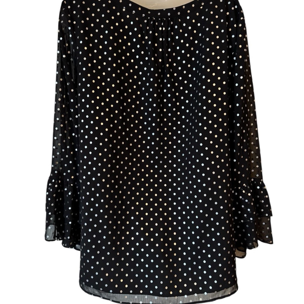 Talbots Gorgeous Black Blouse w/Sparkle Fluted Sleeves PLUS: 3X #U - Picture 6 of 7